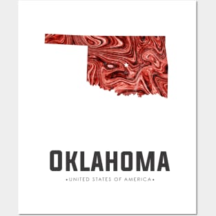 Oklahoma state map abstract red Posters and Art